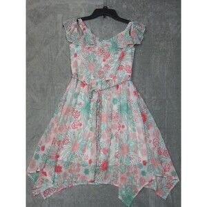 DSigned by Disney Girls Dress Size L-14/16, Pink Floral Off-The-Shoulder Chiffon